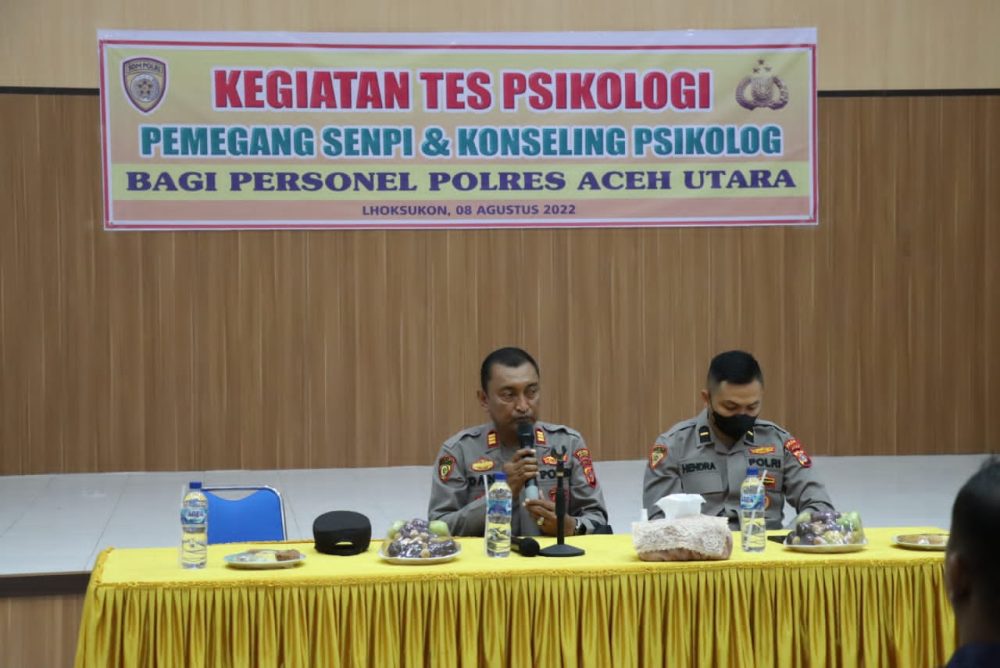 205 Personel Polres, Polsek Jajaran Polres Aceh Utara Dan Brimob Kompi 4 Batalyon B Mengikuti Tes Psikologi Dan Bimbingan Konseling