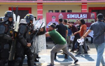 Polres Aceh Utara Gelar SISPAMKOTA Hadapi Situasi Kontijensi Pemilu 2024